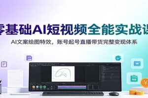零基础AI短视频实战课：DeepSeek文案+即梦AI特效+剪映剪辑，从起号到直播带货全流程变现