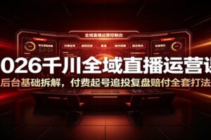 千川全域直播运营实战课：后台拆解+起号案例+追投复盘赔付全流程教学