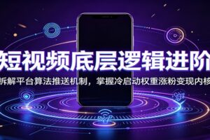 短视频底层逻辑进阶课：深度拆解平台算法推送机制，掌握冷启动权重与涨粉变现核心玩法