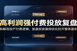 高利润强付费投放复盘课：拆解投产逻辑，优化投放漏洞全面拉升盈利