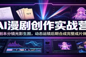 AI漫剧创作实战课：零基础掌握剧本分镜光影生图动态运镜后期成片全流程