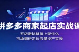 拼多多商家起店实战课：13节干货从开店避坑到直通车投产，新手也能快速起店
