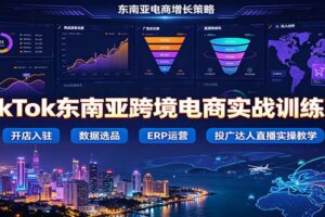 TikTok东南亚跨境电商实战训练营:23节视频带你从开店到稳定出单(选品+ERP+投广+直播全链路)