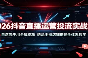 全新抖音直播运营投流实战课：千川全域投放+选品话术，主播店铺搭建全体系