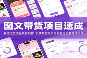 图文带货项目速成教程：账号定位+选品+素材制作+投放复盘全流程实操指南