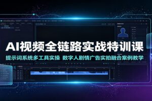 AI视频全链路实战特训课：提示词工程+数字人制作，从0到1搭建短视频变现工作流