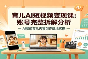 育儿AI短视频变现课:从账号拆解到AI批量产出,新手也能抓住母婴赛道流量红利