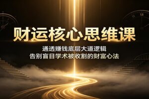 财运核心思维课:5大提财思路打通赚钱底层逻辑,告别越学越穷被收割的财富心法
