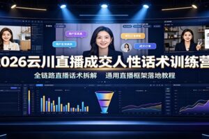 直播带货话术全套教程:2026云川人性话术训练营,全链路话术拆解+万能直播框架落地