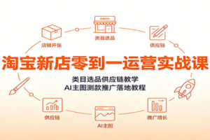 淘宝新店零基础怎么破局？18节AI主图测款推广实战课，从类目选品到稳定出单全流程拆解
