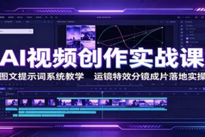 AI视频创作实战教程：系统掌握图文提示词、运镜特效与分镜成片技巧