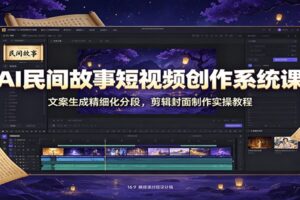 AI民间故事短视频创作系统课：文案生成精细化分段，剪辑封面实操全流程