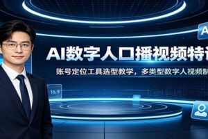AI数字人口播视频特训课：账号定位+工具选型+多类型数字人视频制作实战教程