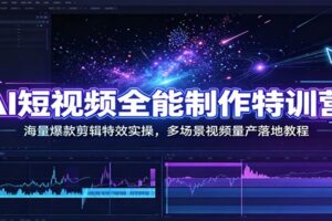 AI短视频制作全实操教程：80节系统课精通剪辑特效与抖音变现（零基础必看）
