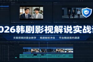 韩剧影视解说实战课:文案剪辑+版权规避全教学,从零搭建账号变现体系