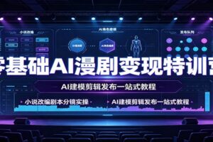 AI漫剧变现特训营:小说改编剧本分镜+AI人物场景建模+剪辑发布一站式实操教程