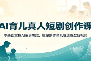 AI育儿真人短剧创作课：零基础掌握AI编导思维，批量打造育儿赛道爆款短视频