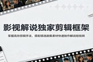 影视解说独家剪辑框架:高效剪辑手法+精选剧集素材,新手快速量产爆款短视频