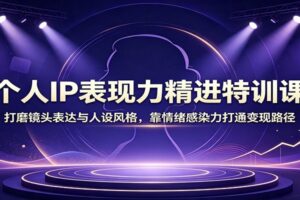 个人IP变现卡在镜头前？表现力特训课系统讲解人设打造与情绪感染力全链路突破