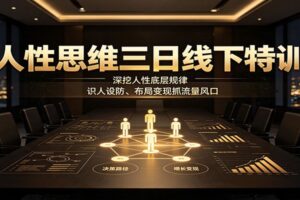 人性思维变现实战课：3天2夜深挖人性底层逻辑，揭秘8个月涨粉1500万流量密码