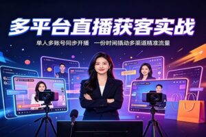 多平台直播获客实战教程：单人多账号同步开播，一份时间撬动多渠道精准流量