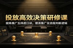 推广高效决策研修课：五纬度口诀拆解投放全流程判断逻辑，新手老操盘手都能速上手