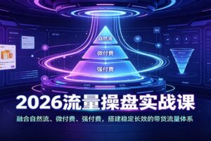 电商带货流量操盘实战课:自然流+微付费+强付费组合打法,搭建稳定长效流量体系