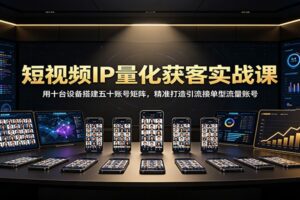 短视频IP量化获客实战课:10台设备搭建50账号矩阵,精准打造引流接单变现体系