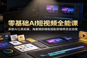 零基础AI短视频全能课:多款AI工具实操+爆款模板+剪辑带货全流程(附教程下载)