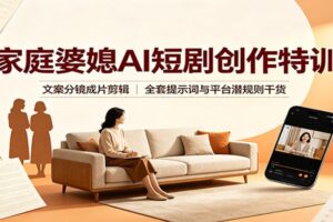 家庭婆媳AI短剧创作特训：文案分镜到成片剪辑全流程实战（附抖音潜规则避坑干货）
