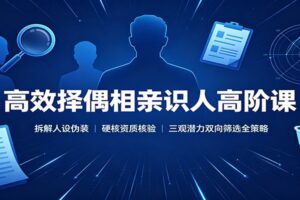 择偶相亲识人高阶课:拆解人设伪装+硬核资质核验+三观潜力双向筛选全攻略