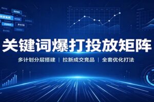 关键词矩阵投放全套教程:20节课拆解多计划分层打法,电商拉新成交与竞品截流一站搞定