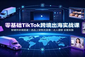零基础TikTok跨境出海实战课：软硬件搭建到直播带货全链路操盘指南