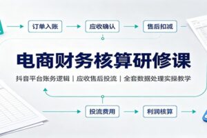 抖音电商会计对账总出错？这套实操课讲透取数逻辑+投流核算，新手财务速看