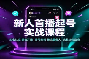 新人首播起号实战课程：从实名认证到直播间留人，0基础完整运营攻略
