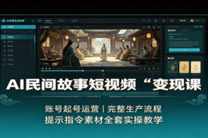 AI民间故事短视频变现课：账号起号运营+完整生产流程+提示指令素材全套实操教程