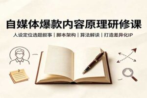 自媒体爆款内容原理研修课：人设定位+选题叙事+脚本架构+算法解读，打造差异化个人IP
