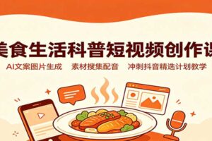 美食生活科普短视频创作课：AI 文案图片生成与抖音精选计划冲刺指南