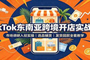 TikTok东南亚跨境开店实战课：从0到1搭建店铺运营全流程教程