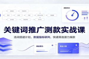 关键词推广测款实战课：选词搭计划+数据指标研判，快速筛选潜力爆款