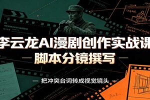 李云龙AI漫剧创作实战课：全流程教你制作爆款短视频，角色还原+脚本分镜+成片制作