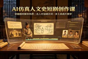AI仿真人文史短剧创作课：穿越题材脚本构思与多工具成片全流程教程
