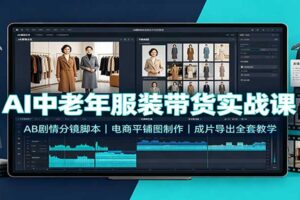 AI中老年服装带货短视频制作教程：AB剧情分镜脚本+平铺图制作全套实操