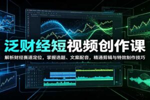 泛财经短视频创作课：从赛道定位到剪辑特效，系统掌握财经短视频全流程