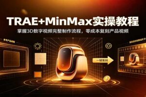 TRAE+MinMax 3D数字产品视频制作完整教程：零成本复刻商业级产品视频