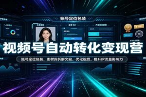 视频号自动转化变现闭环实战课：从0到1搭建IP流量变现体系