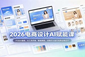电商设计AI赋能课：PS基础+AI工具实操，精通海报详情页与首页设计