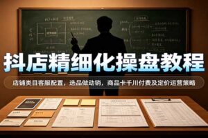 抖店精细化操盘教程：类目客服配置、选品动销、商品卡千川付费及定价全攻略