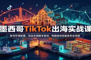 TikTok墨西哥跨境运营实战课：账号环境配置+找品生图+脚本复刻全流程教学