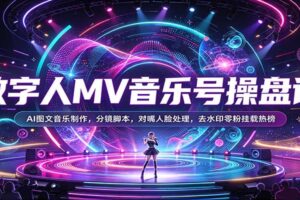 AI数字人音乐MV账号操盘课：从AI图片生成到对嘴型处理，手把手教你搭建变现账号